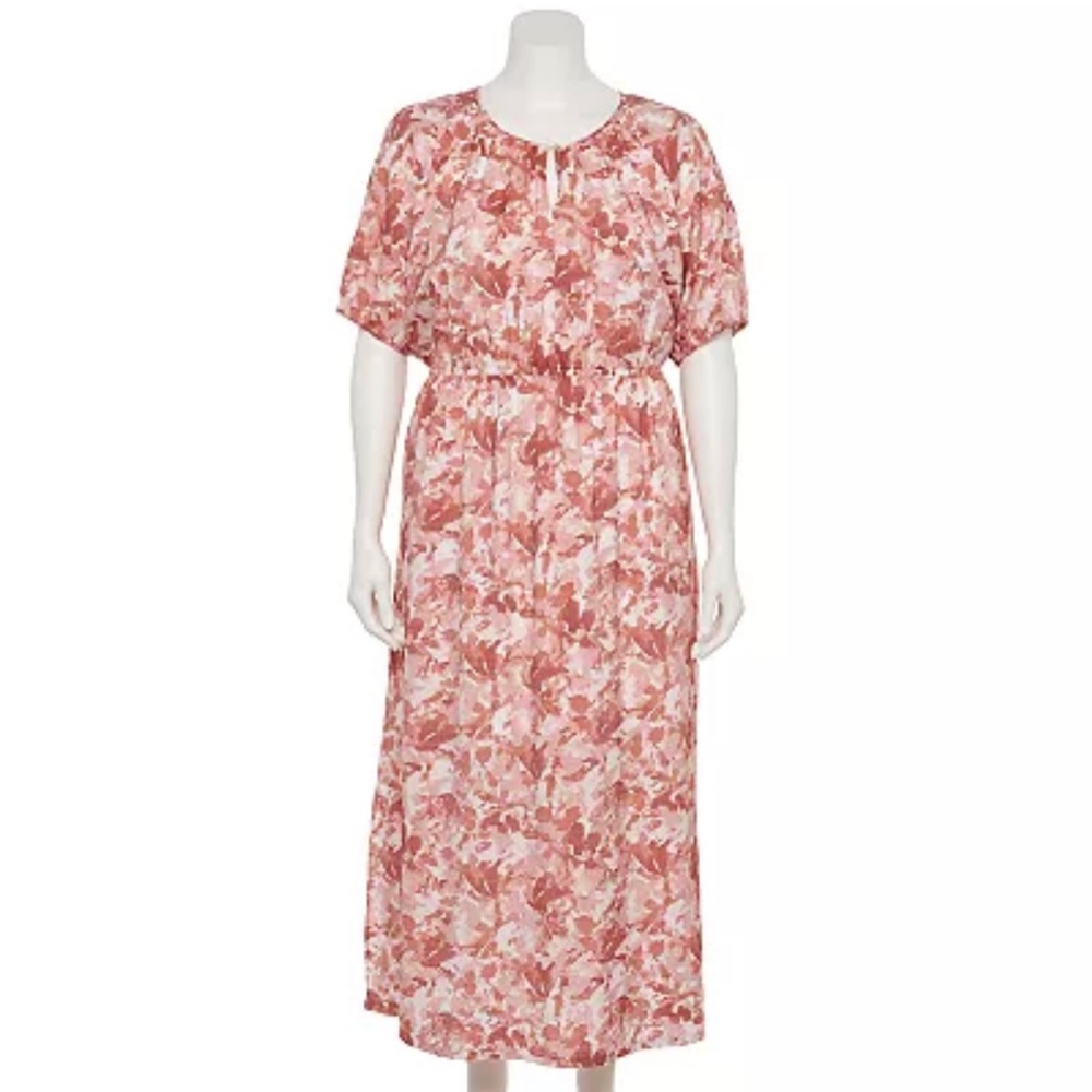 NWT Nine West Puff-Sleeve Chiffon Maxi Dress. 3X